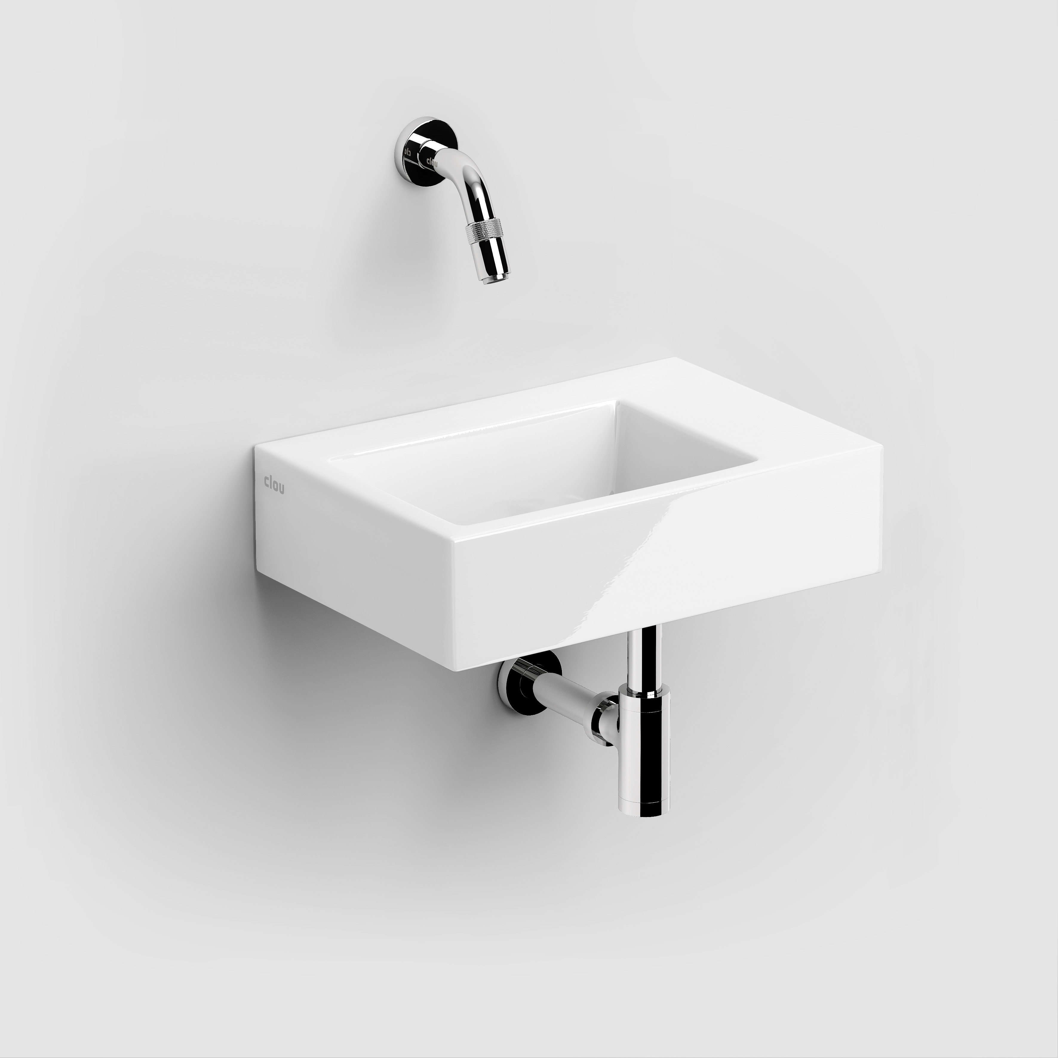 Clou Flush 2 fontein 36cm zonder kraangat met plug wit keram. CL 03.03021